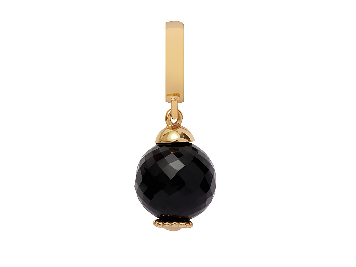 Schmuckanhänger aus der Endless Kollektion mit einer schwarzen, facettierten Onyx-Kugel und goldfarbener Halterung, ideal für stilvolle Akzente.