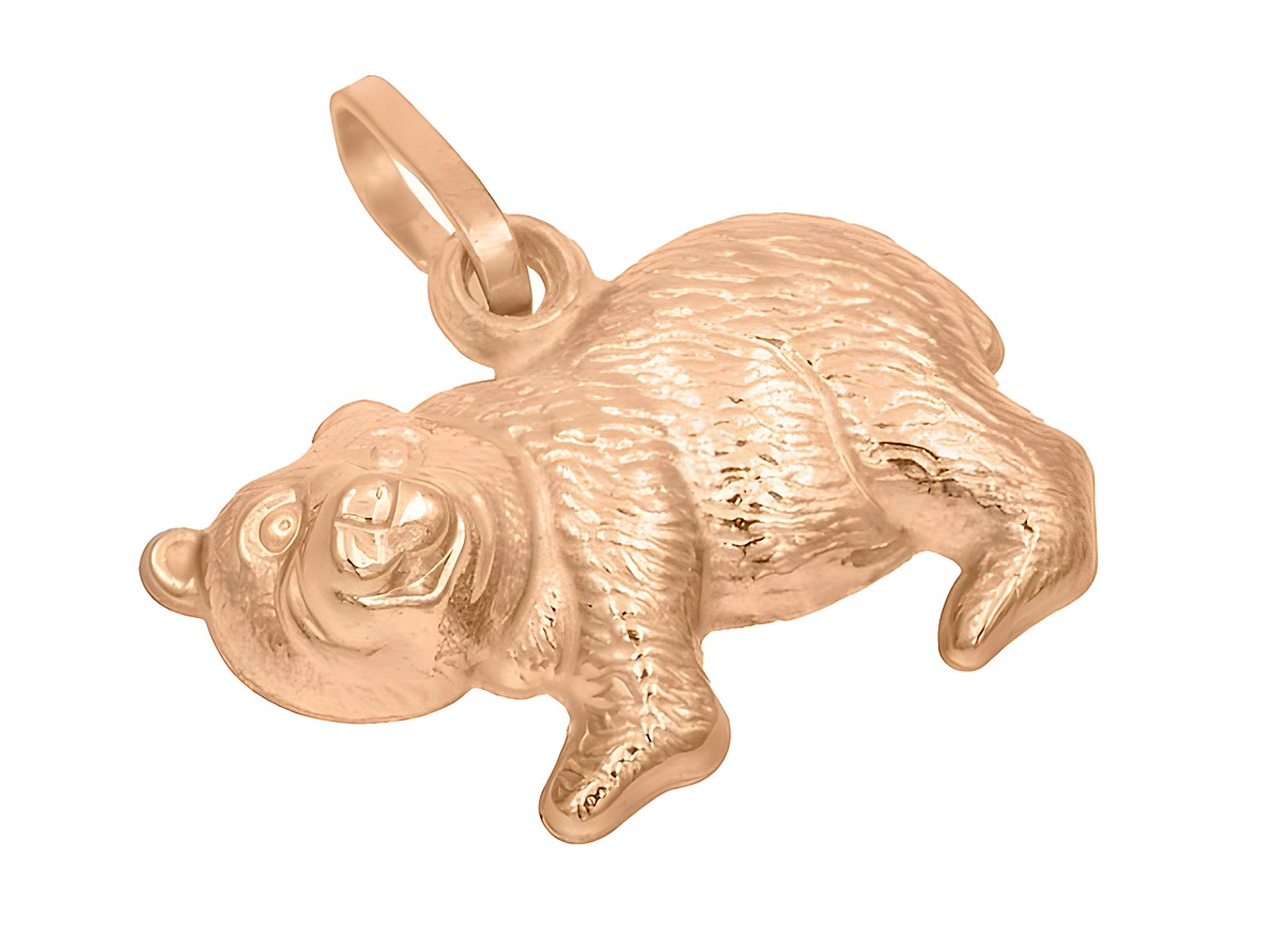 Hängender Bär aus Sterling Silber in poliertem Roségold, detaillierte Gestaltung, ideal als Schmuckstück für Tierliebhaber, Hersteller Juwelier Harnisch.