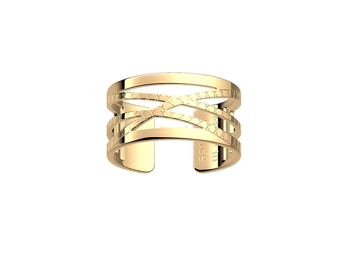 Ein eleganter Ring von Les Georgettes in Gold mit einem modernen Design und einer Breite von 12 mm, Größe 56-58, ideal für stilvolle Akzente.