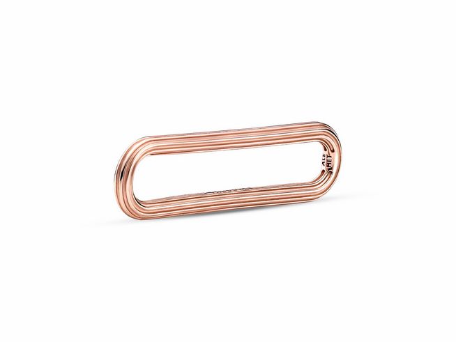Ein stilvoller Ketten- und Armband-Link von Pandora ME in roségold vergoldeter Ausführung mit einer eleganten, ovalen Form und attraktiven Rillen für individuelles Styling.