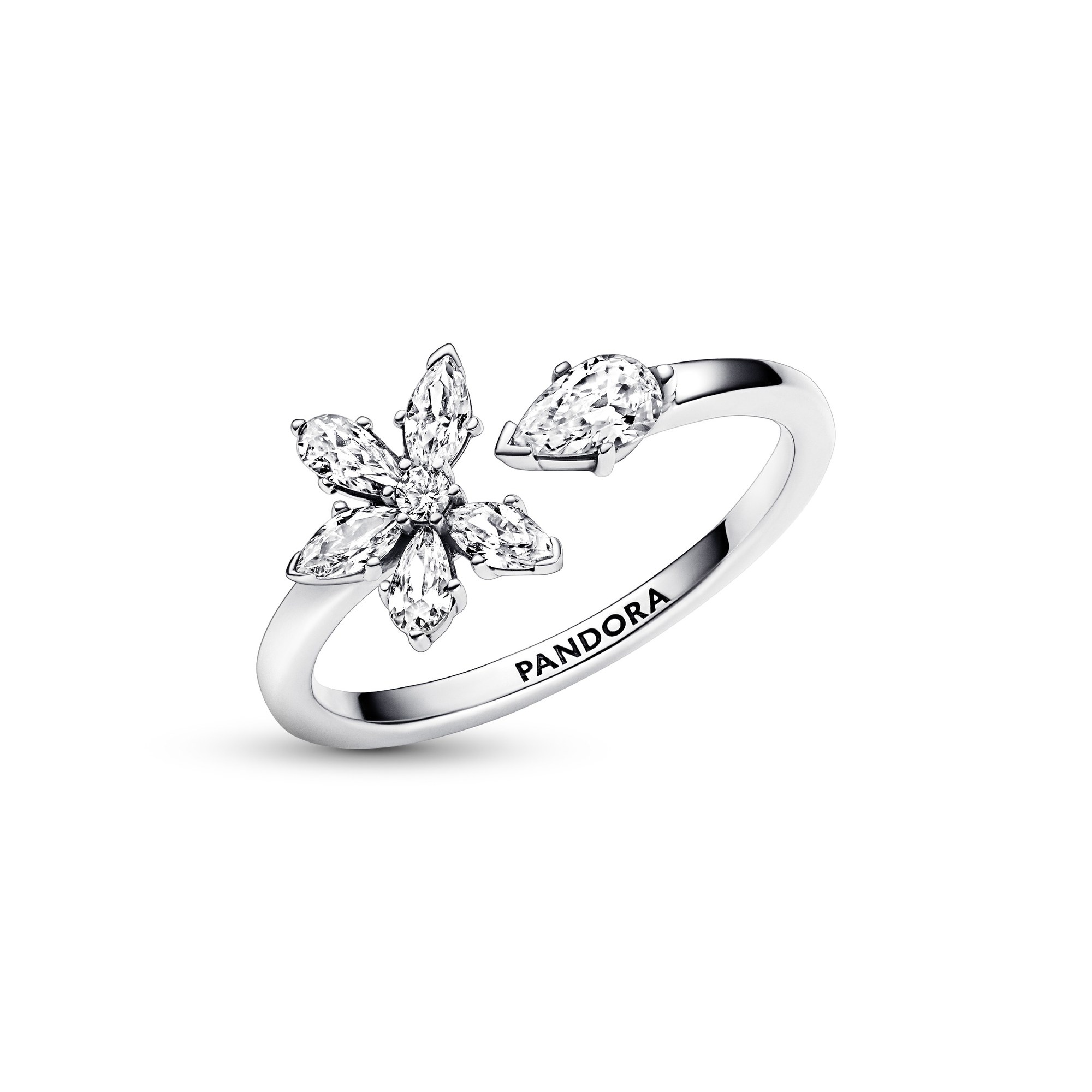 Pandora Funkelndes Herbarium Cluster Offener Ring - Sterling Silber Ansicht 3 – Ansicht 3