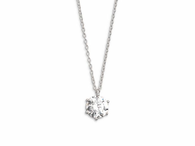 Xenox Sterling Silber Kette XS7212 mit einer Kettenlänge von 40-45 cm in Krappe Silber, Ankerkette mit einem elegant funkelnden Anhänger. Ideal für stilvolle Outfits.