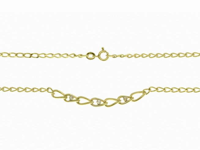 48018-0 Collierkette aus Gelbgold mit einem Mittelteil aus Zirkonia, Länge 40 cm, elegant gestaltet von Juwelier Harnisch, zeitloses Schmuckstück für besondere Anlässe.