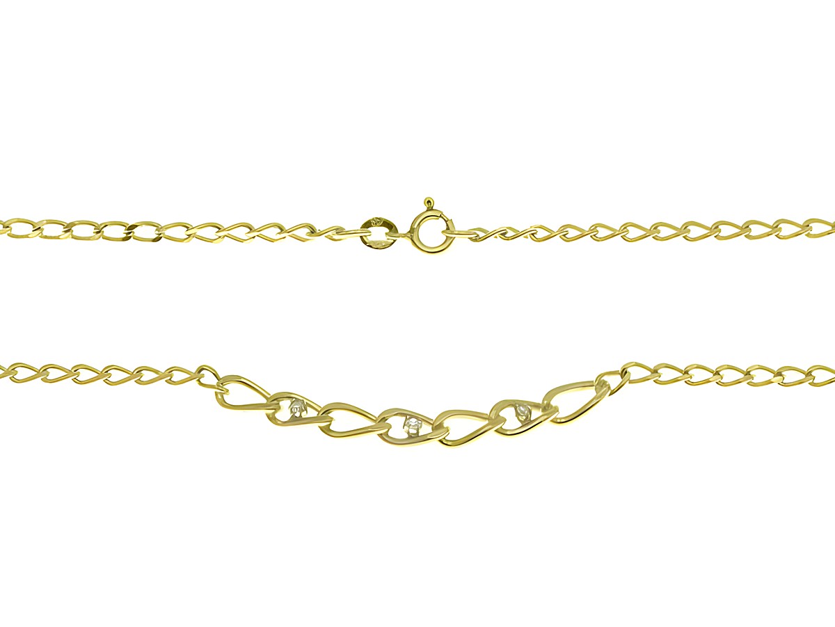Collierkette aus Gelbgold mit einem Mittelteil aus Zirkonia, Länge 40 cm, elegant gestaltet von Juwelier Harnisch, zeitloses Schmuckstück für besondere Anlässe.