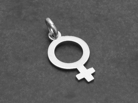 Silber Anhänger mit dem bekannten Frauen Zeichen, hergestellt von Juwelier Harnisch, präsentiert ein schlichtes und dennoch ausdrucksvolles Symbol der Weiblichkeit.