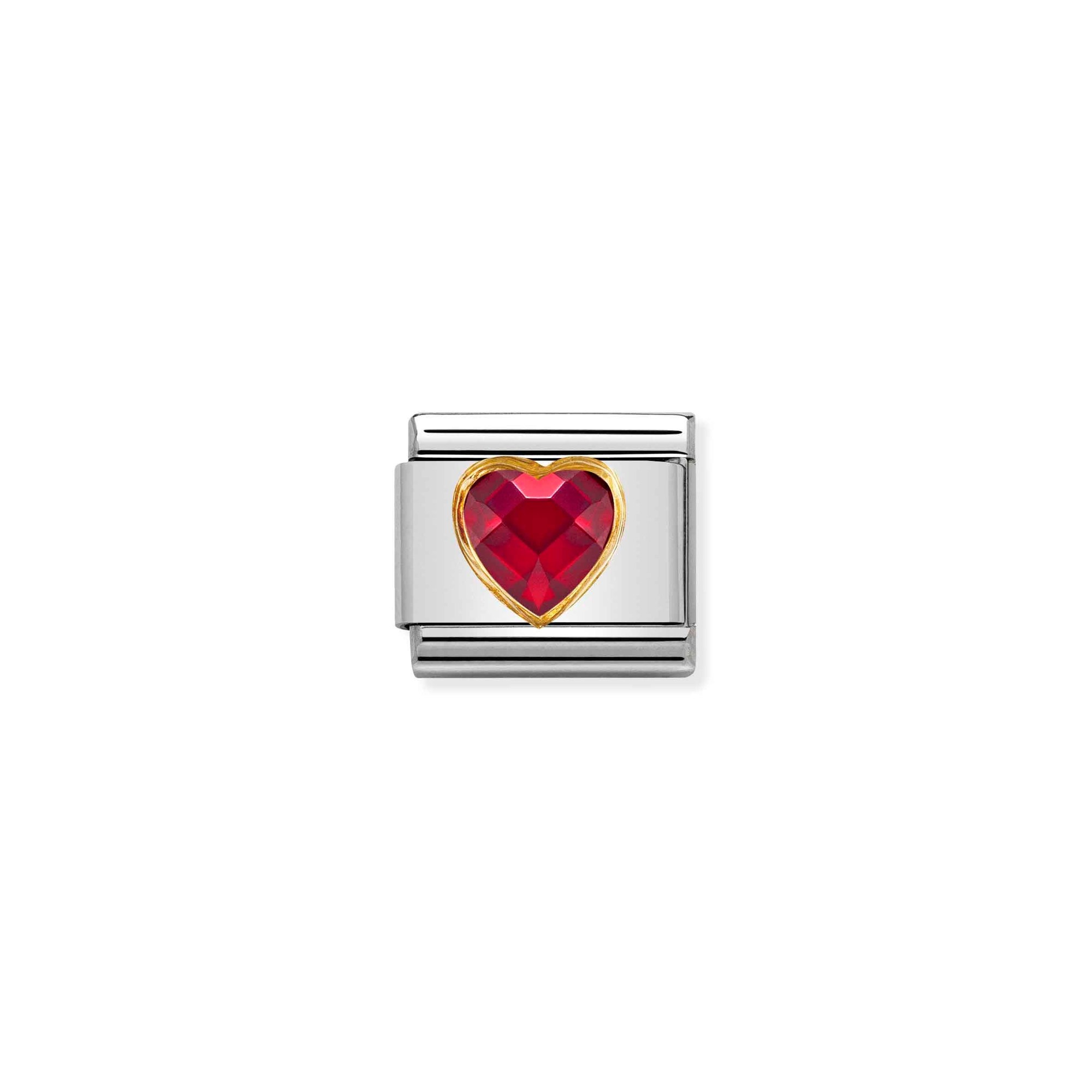 Nomination Composable Classic Charm Herz Zirkonia rot - Edelstahl, Gold 750 Gelbgold