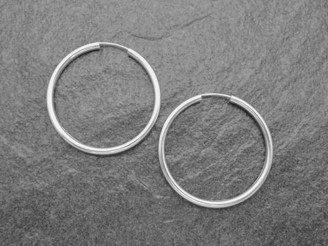 347054-0 Silber Creolen 4 cm aus rhodinierten Sterling Silber mit einem Durchmesser von 2,5 mm, elegant und zeitlos, ideal für jeden Anlass, Hersteller Juwelier Harnisch.