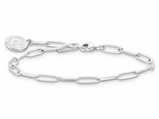Silbernes Armband von Thomas Sabo mit großen Gliedern und einem charm, geeignet für einen Handgelenkumfang von 17 cm, aus hochwertigem Silber und Emaille.