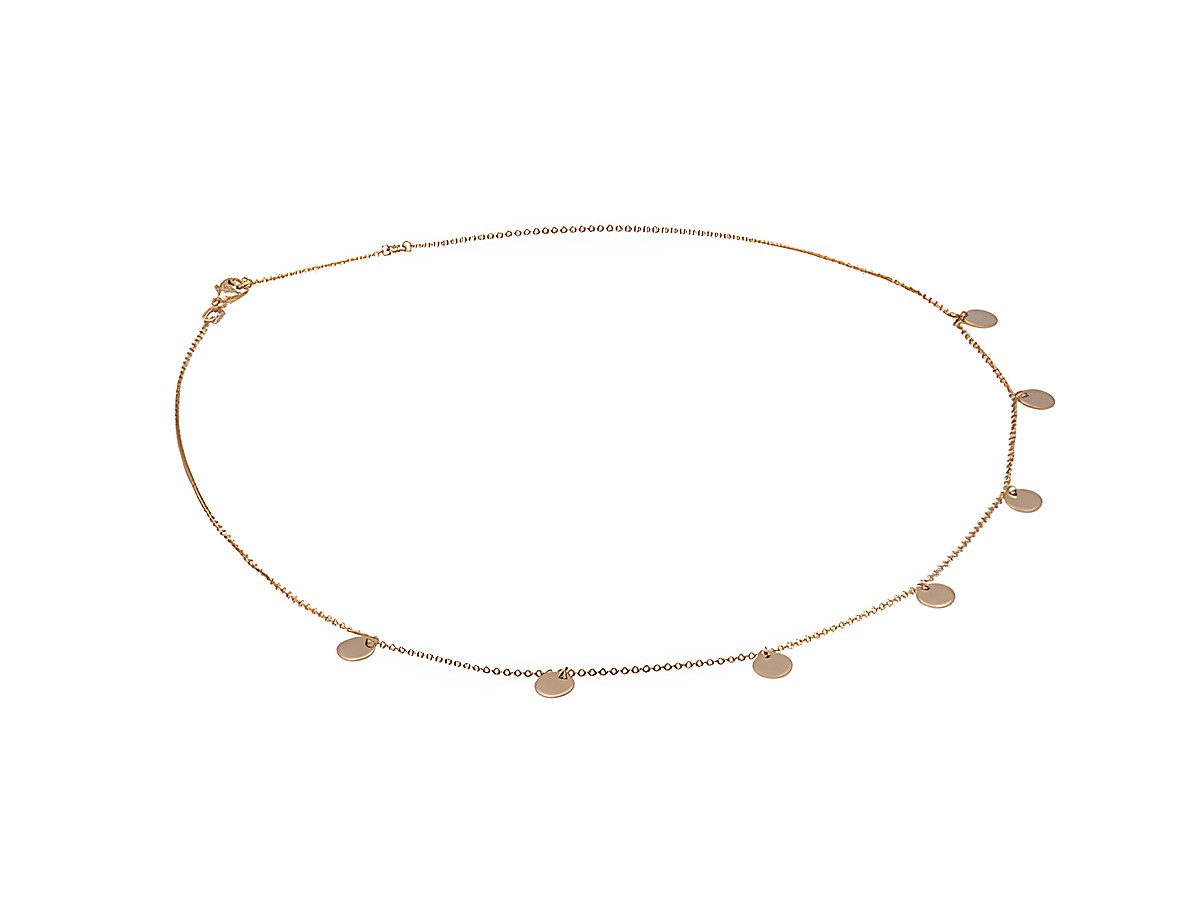 Kette aus Plättchenreihe in Silber, Roségold und vergoldet, mit 42 cm und 45 cm Länge, Hersteller Juwelier Harnisch, elegantes Design mit weiteren Kettenmustern.