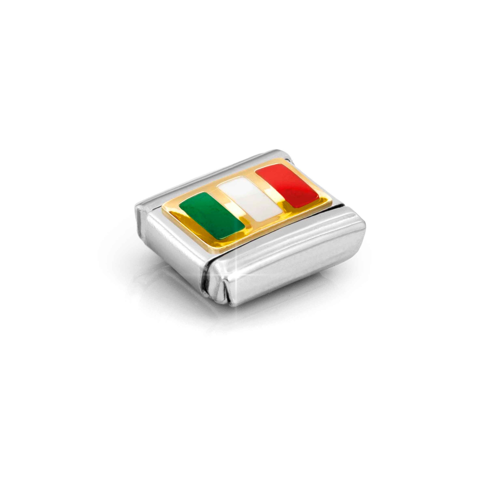 Nomination Composable Classic Charm Flagge Italien - Edelstahl, Gold 750 Gelbgold, Emaille – Ansicht 4