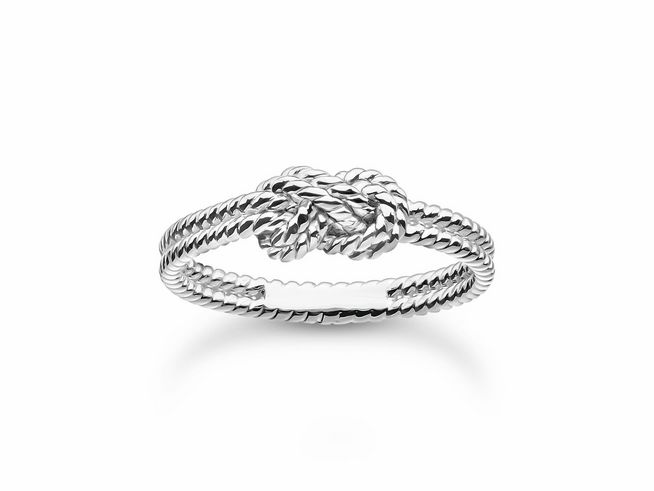 Ein eleganter Thomas Sabo Ring TR2399-001-21-56 aus Sterling Silber mit einem Knoten-Design, Größe 56, ideal für modische Akzente und Anlassbestimmungen.