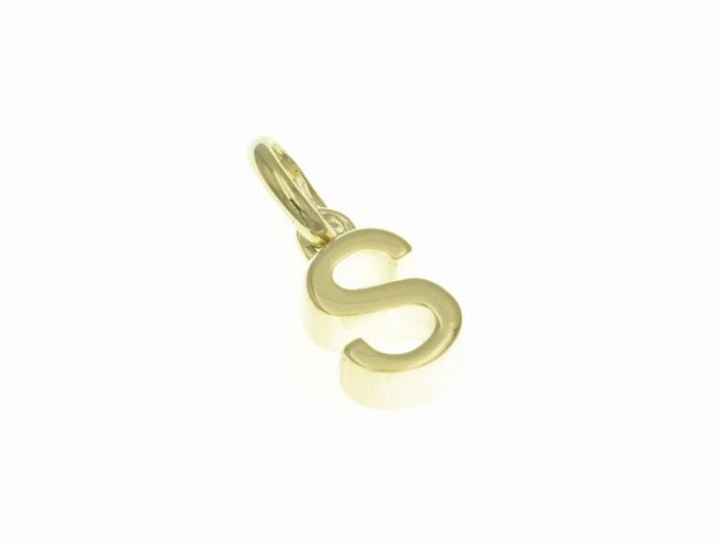 Anhänger aus poliertem Sterling Silber in Form des Buchstabens S, vergoldet in Gelbgold, vom Hersteller Juwelier Harnisch.