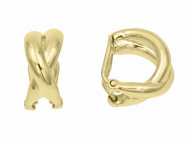 Ohrclips aus vergoldetem Sterling Silber in Wellenform, poliert, Hersteller Juwelier Harnisch, elegant und modern, ideal für besondere Anlässe oder den Alltag.