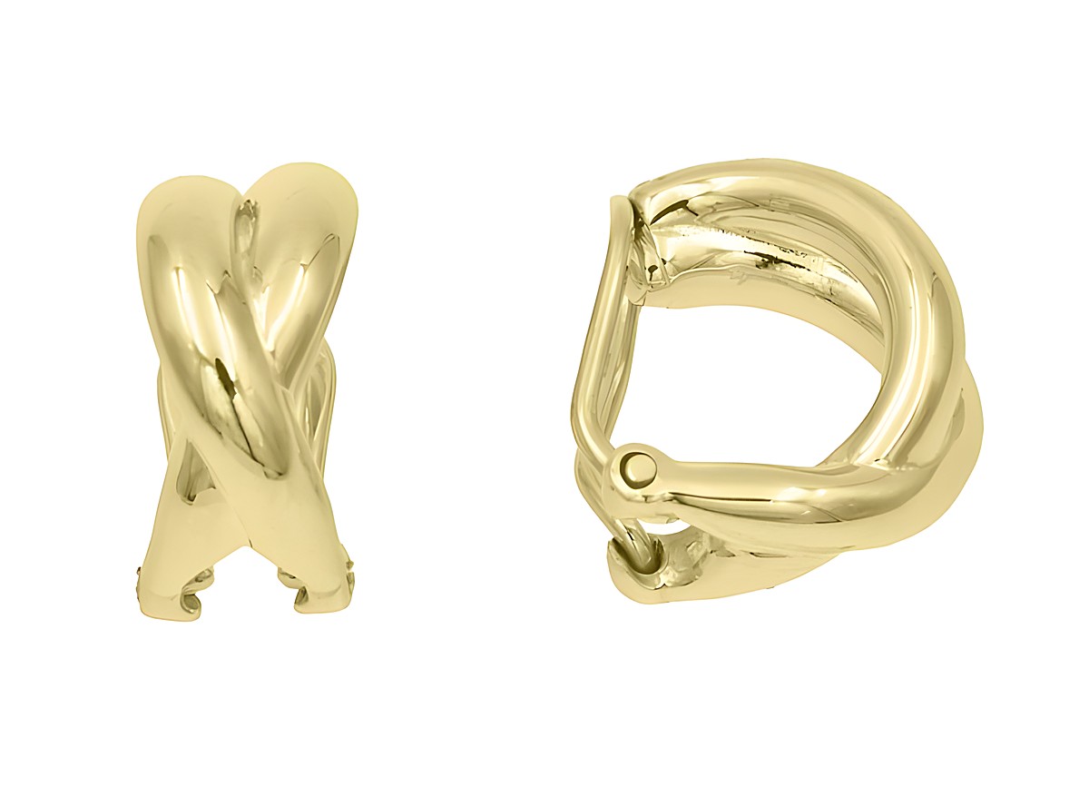 Ohrclips aus vergoldetem Sterling Silber in Wellenform, poliert, Hersteller Juwelier Harnisch, elegant und modern, ideal für besondere Anlässe oder den Alltag.