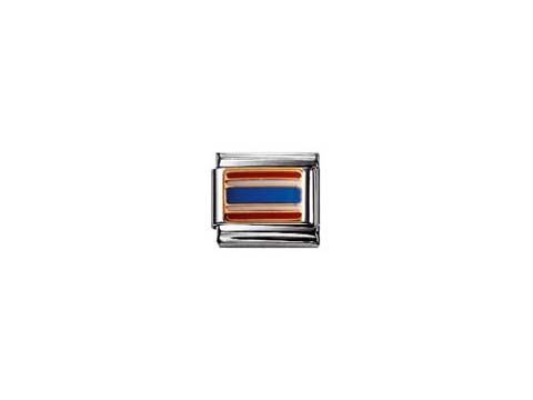 Das Bild zeigt einen Classic Nomination Charm mit den Farben der thailändischen Flagge, bestehend aus blauem und roten Emaille. Ideal für Anhänger und Armbänder im asiatischen Stil.