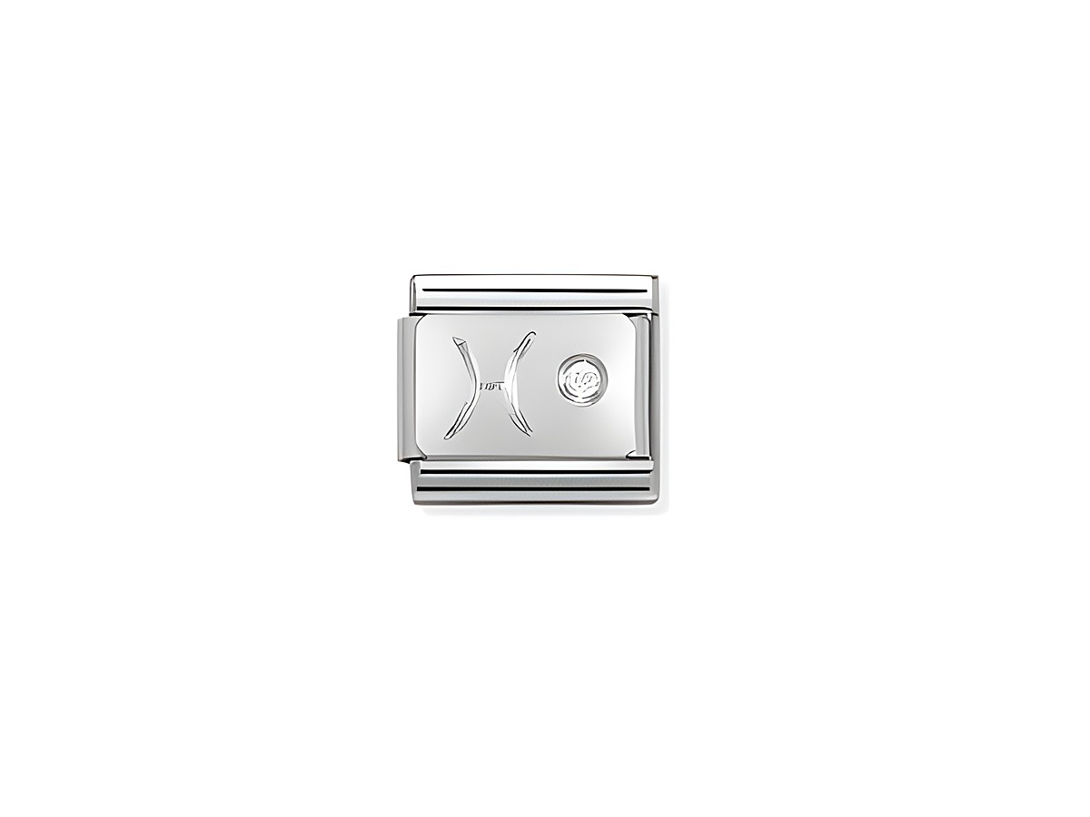 Armbandglied aus Silber mit dem Sternzeichen Fische und einem Zirkonia Stein, von Nomination, ideal als persönlicher Schmuck oder Geschenk für Fische-Geborene.