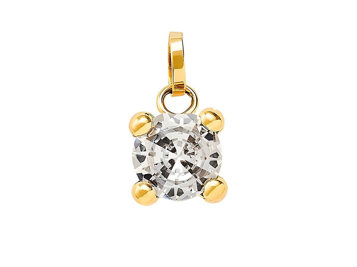 Gelbgold 585 Anhänger von Xenox, poliert mit funkelndem Zirkonia, exquisites Schmuckstück für eleganten Stil. Ideal als Geschenk oder für den eigenen Schmuckbestand.