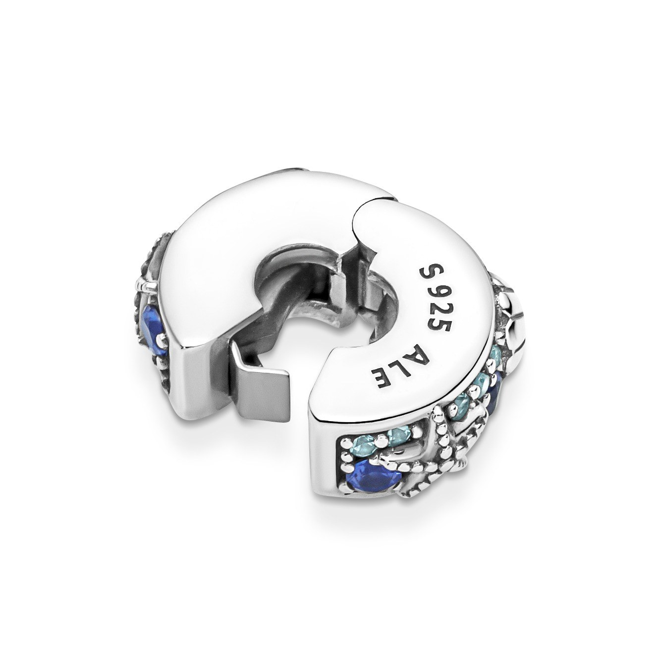Pandora Tropischer Seestern & Muschel Clip-Stopper-Charm - Sterling Silber Crystal Blau Ansicht 4 – Ansicht 4
