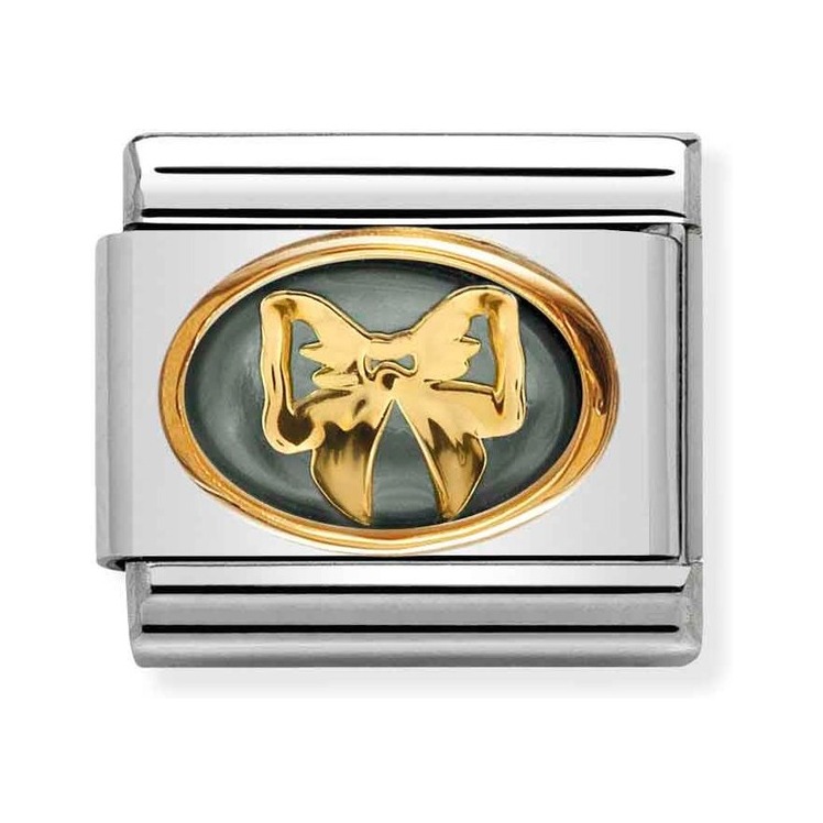 Nomination Composable Classic Link, SCHLEIFE, graues Perlmutt – EDELSTEINE DOUBLE – SYMBOL