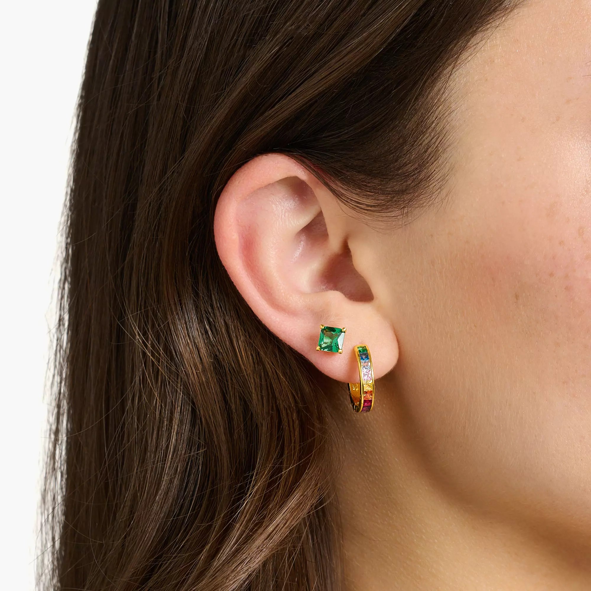 Thomas Sabo Creolen - Sterling Silber verg. Gelbgold + Zirkonia - Rainbow - Regenbogen – Ansicht 2