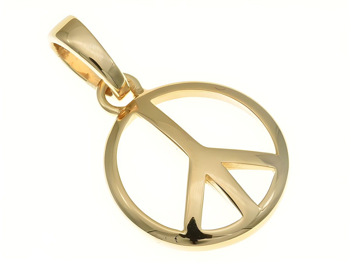 Peace Frieden Anhänger aus Sterling Silber, rosegold vergoldet, mit einem stilisierten Frieden-Symbol, hergestellt von Juwelier Harnisch, ideal für eine harmonische Ausstrahlung.
