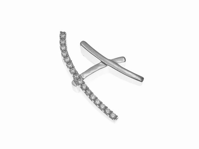 Anhänger aus poliertem Sterling Silber mit dem Buchstaben H, verziert mit Zirkonia, hergestellt von Juwelier Harnisch, elegantes Design ideal für persönlichen Stil.