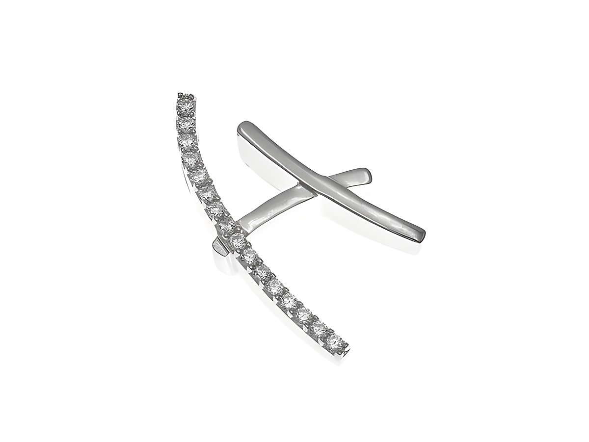 Anhänger aus poliertem Sterling Silber mit dem Buchstaben H, verziert mit Zirkonia, hergestellt von Juwelier Harnisch, elegantes Design ideal für persönlichen Stil.