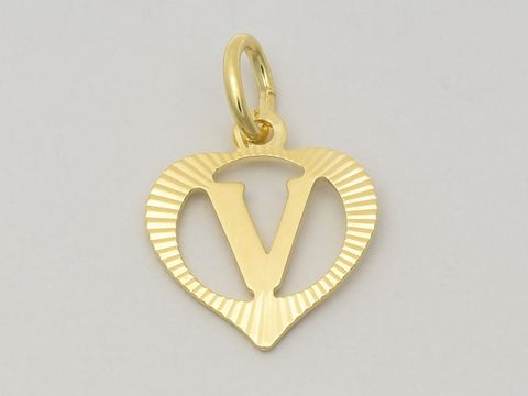 47434-0 Herz Buchstabe V Gold Anhänger aus 333 Gold, diamantiert, gefertigt vom Juwelier Harnisch, wunderschöne und elegante Schmuckstücke für besondere Anlässe.