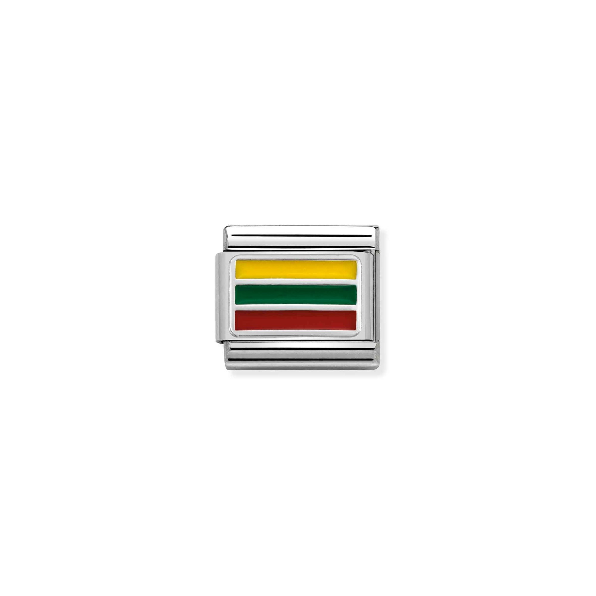 Nomination Composable Classic Charm Flagge Litauen - Edelstahl, Sterling Silber, Emaille