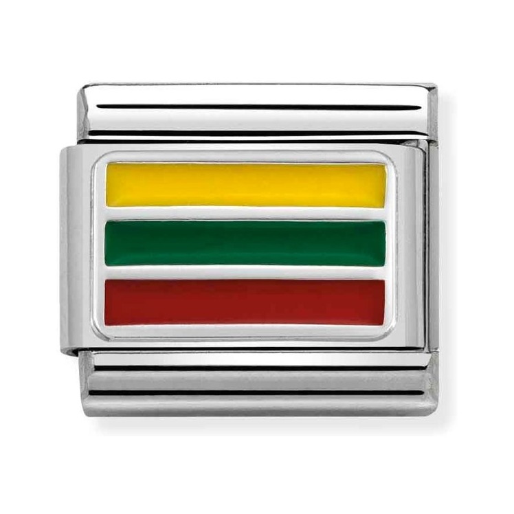 Nomination Composable Classic Charm Flagge Litauen - Edelstahl, Sterling Silber, Emaille