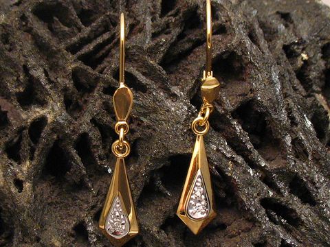 Ohrringe klassisch Ohrhänger echt Gold bicolor, Hersteller Juwelier Harnisch, elegantes Design ohne Stein, ideal für jeden Anlass, schlichte und zeitlose Eleganz.