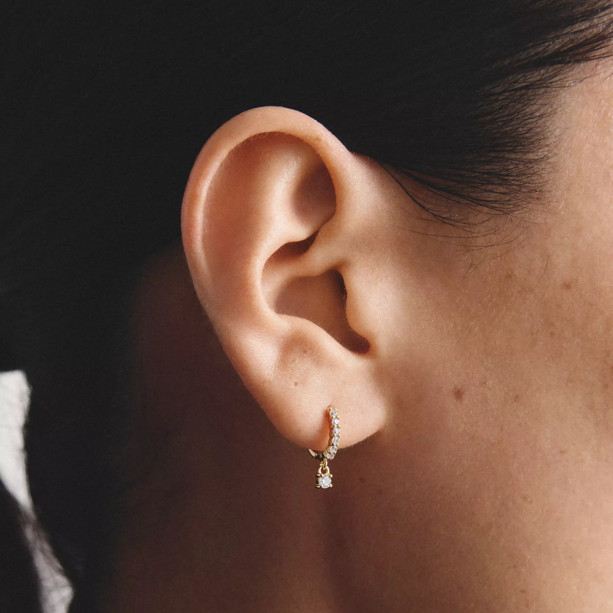 Thomas Sabo Creolen mit weißem Zirkonia im Brillantschliff – vergoldet – Ansicht 5