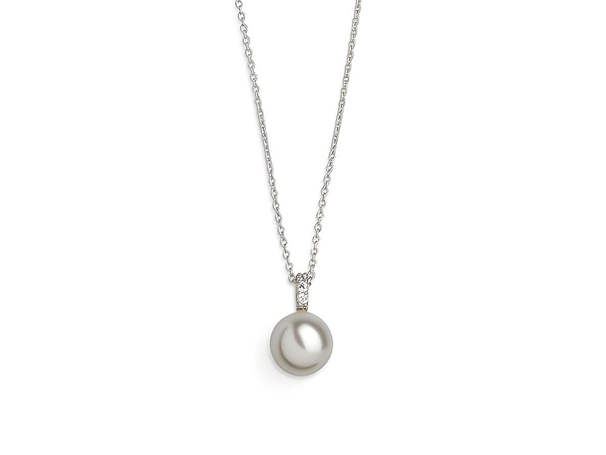 Xenox Sterling Silber Kette XS5195 mit einer eleganten Ankerkette und einer auffälligen Perle als Anhänger in Pearltönen, Länge 40-45 cm, stilvolles Schmuckstück für besondere Anlässe.