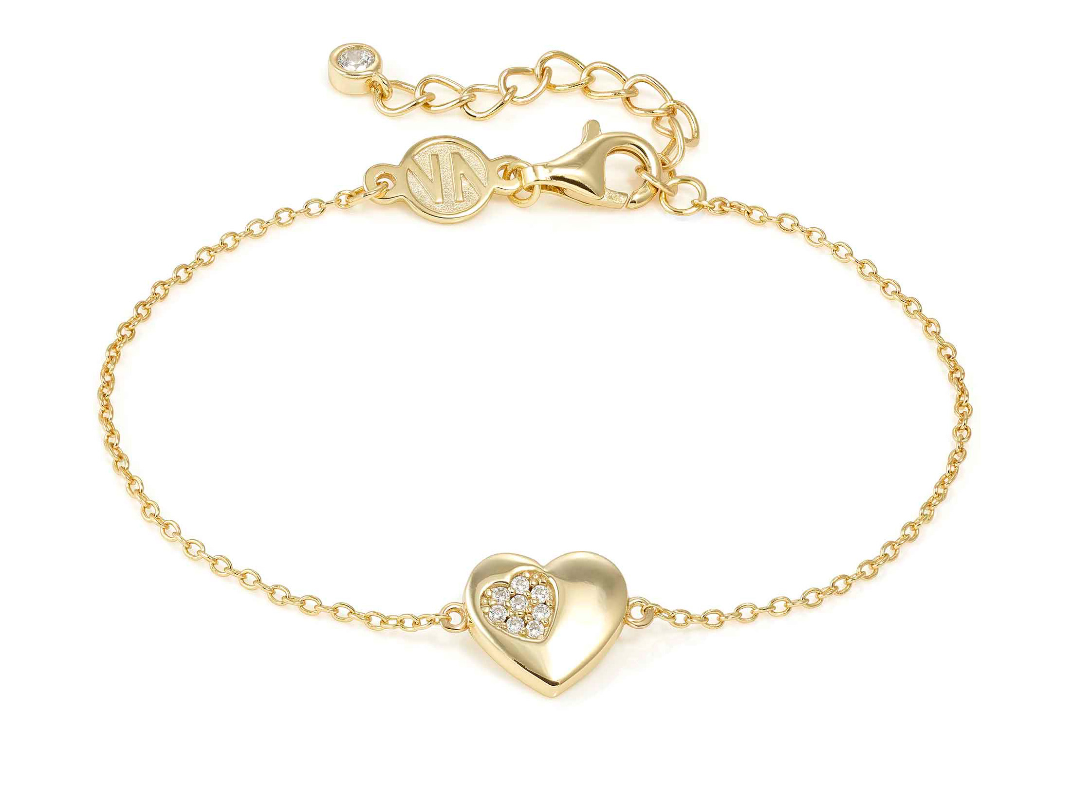 Sterling Silber Armband in vergoldeter Ausführung mit Herzmotiv und Zirkonia, Hersteller Pandora, Größe 16 bis 19 cm, ideal für besondere Anlässe oder als Geschenk.