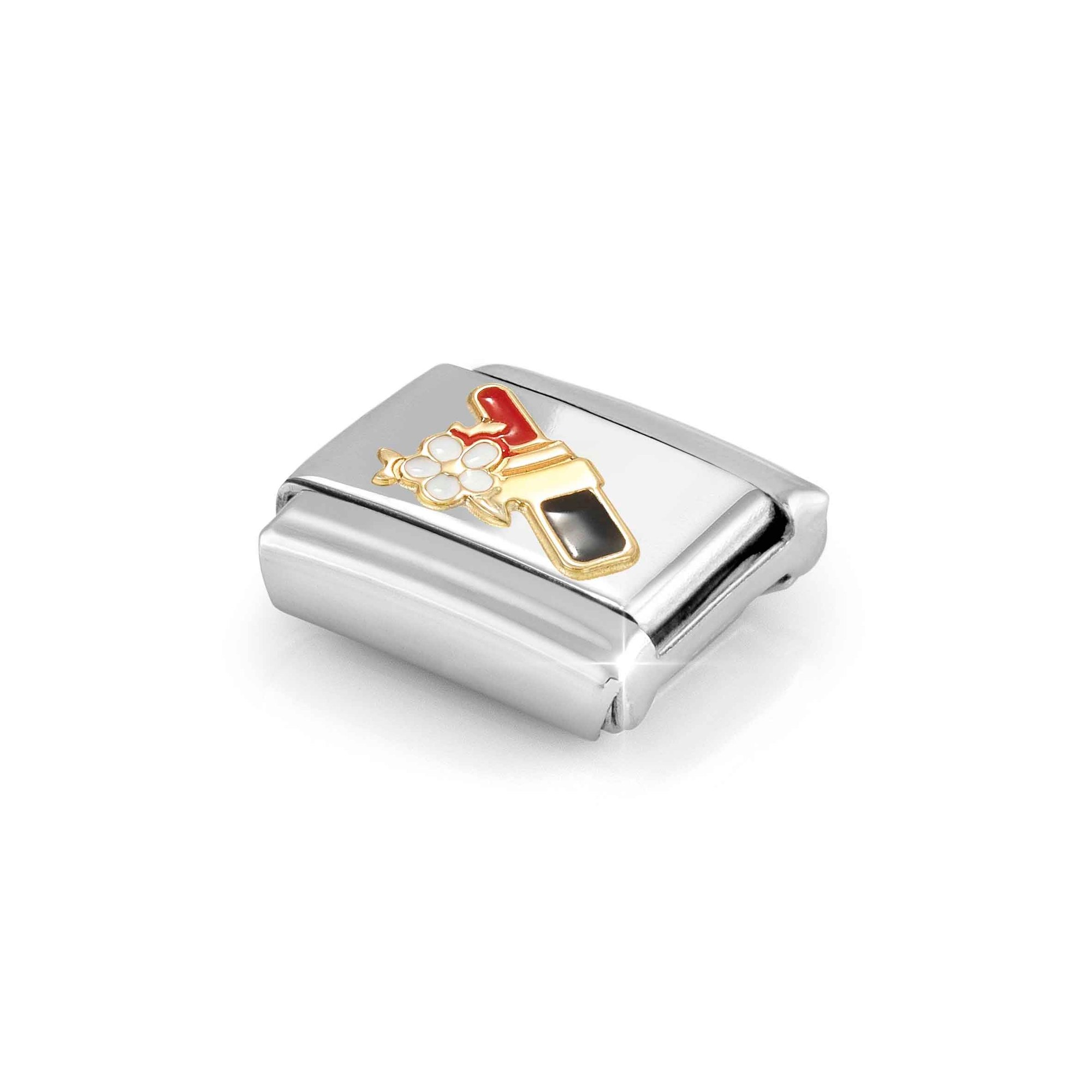 Nomination CLASSIC Element - 585 Gelbgold - Emaille - Lippenstift mit Blume – Ansicht 5