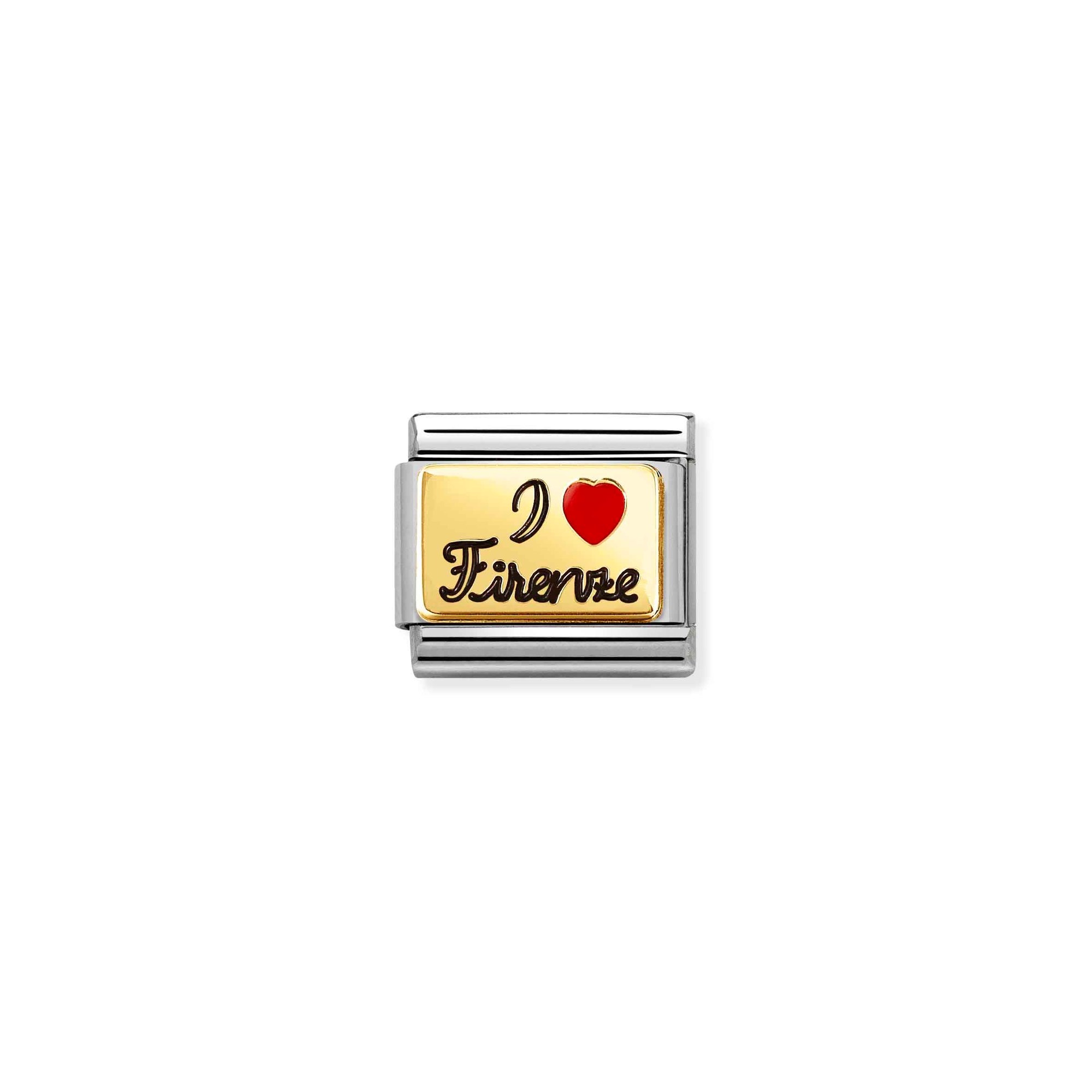 Nomination Composable Classic Charm I Love Firenze schwarz - Edelstahl, Gelbgold, Emaille