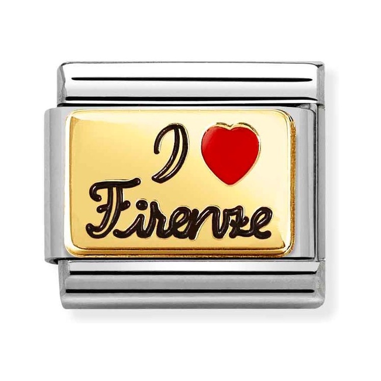 Nomination Composable Classic Charm I Love Firenze schwarz - Edelstahl, Gelbgold, Emaille