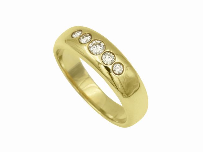 Gelbgold Ring elegant Gelbgold 585 Brillant 0,25 ct C-if lupenrein Gr. 56 Hersteller Juwelier Harnisch bis Gr. 56/18.