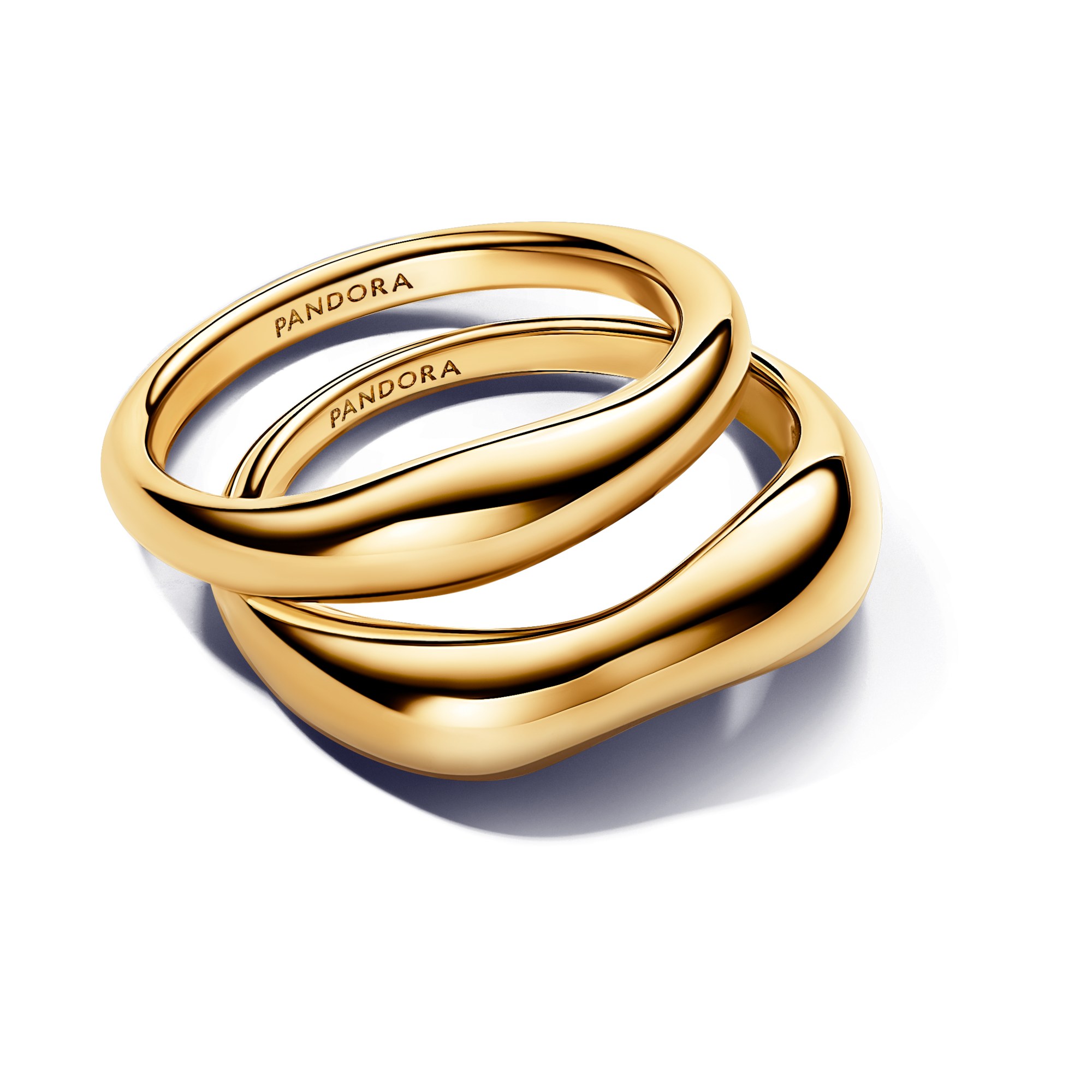 Pandora ESSENCE organisch Geformte Stacking-Ringe - Gelbgold verg. – Ansicht 3