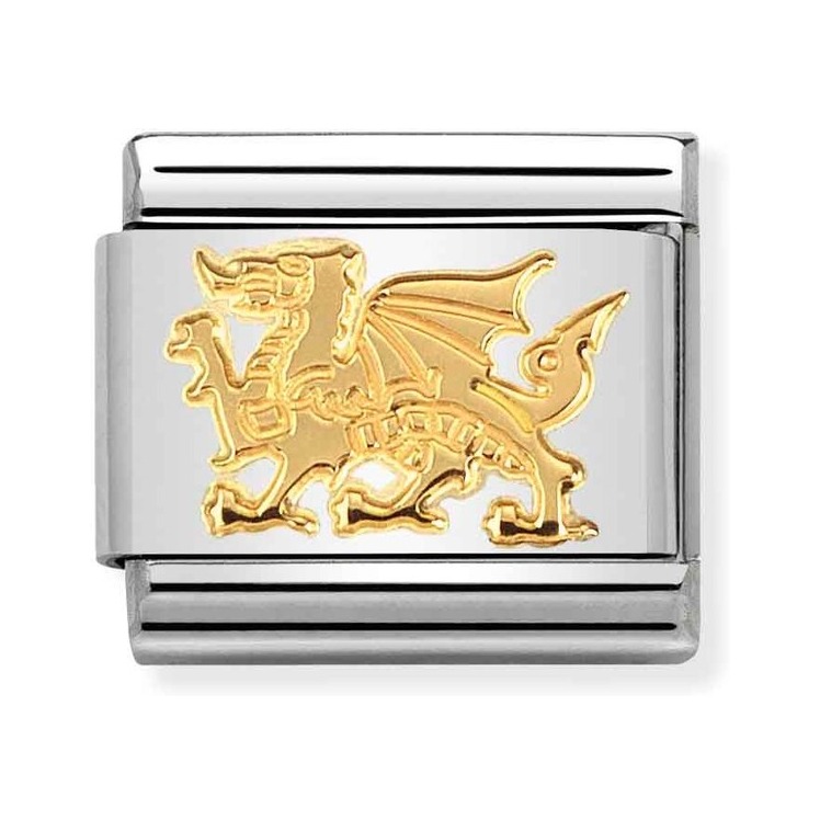 Nomination Composable Classic Charm Drache - Edelstahl, Gold 750 Gelbgold