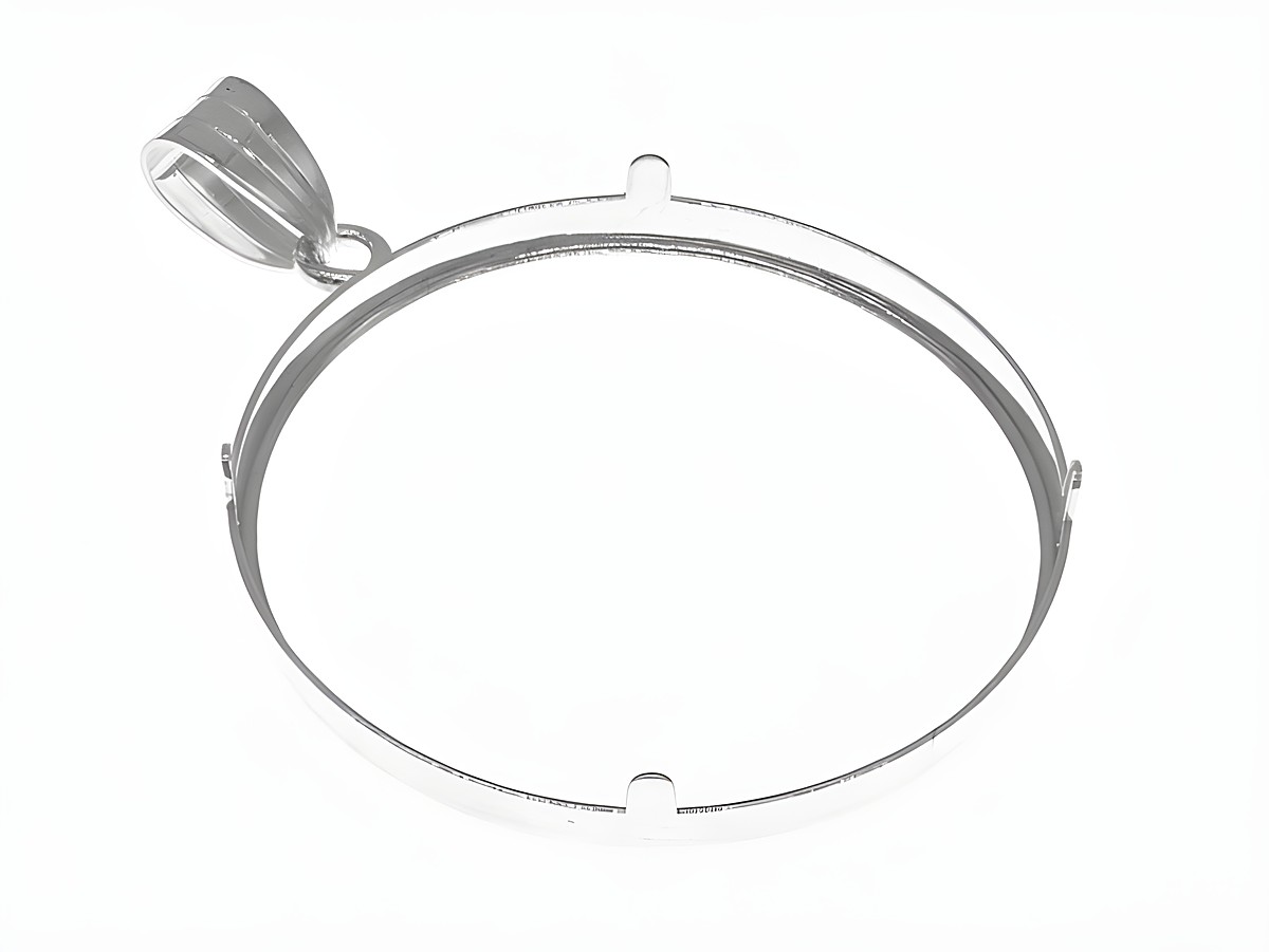 Schlichtes Münzfassung Anhänger aus 925 Sterling Silber mit einem Durchmesser von 34 mm, geeignet für Münzen bis 3,5 cm, hergestellt von Juwelier Harnisch. – Ansicht 3