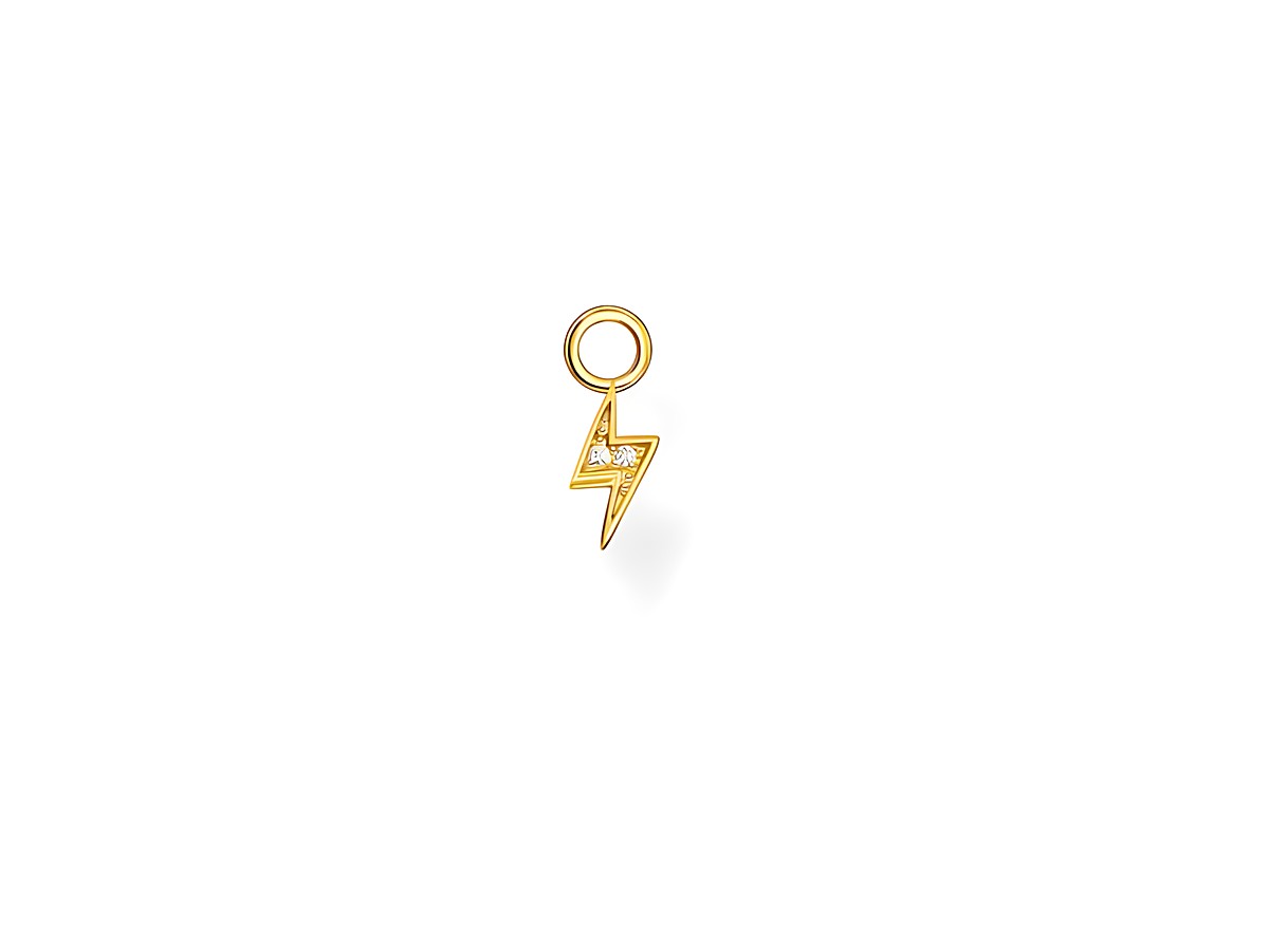 Thomas Sabo Ohrring Anhänger in Form eines Blitzes aus vergoldetem Sterling Silber mit weißen Zirkonia, idealer Ohrschmuck-Einhänger für jede Gelegenheit.