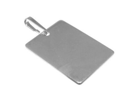 Silber Anhänger rhodiniert mit einer schlichten Gravurplatte von 3 cm, hergestellt von Juwelier Harnisch, ideal für persönliche Gravuren.
