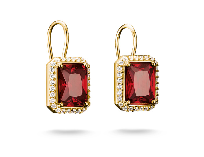 Thomas Sabo H2338-414-10 ELYNDRA Ohrringe - 750/- Gold auf Silber & Zirkonia - Rot
