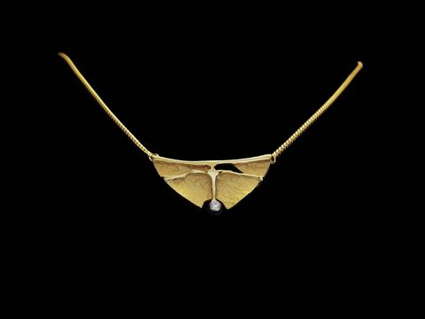 Gold Collier Panzer modisch mit Zirkonia, 43 cm, 585 Gold, Hersteller Juwelier Harnisch, ausdrucksvolles Collier Mittelteil.