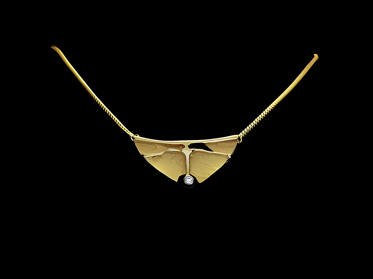 Gold Collier Panzer modisch mit Zirkonia, 43 cm, 585 Gold, Hersteller Juwelier Harnisch, ausdrucksvolles Collier Mittelteil.