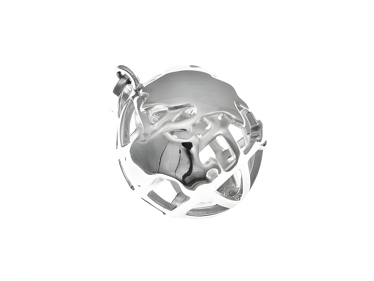 Globus Weltkugel Anhänger aus Sterling Silber von Juwelier Harnisch, detaillierte Darstellung der Kontinente, internationaler Stil, ideal als persönliches Schmuckstück oder Geschenk.