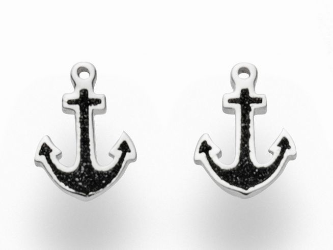 DUR Ohrringe Hoffnung - O5044 aus Sterling Silber mit einem Anker-Design in Schwarz und Silber, ideal für maritime Akzente und stylische Outfits.