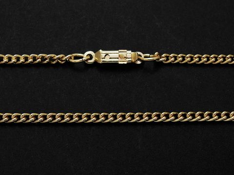 Goldfarbene Kette aus Panzer in der Größe 2,9 x 1,8 mm und einer Länge von 71,5 cm, Hersteller Juwelier Harnisch, hochwertige Verarbeitung und elegantes Design.