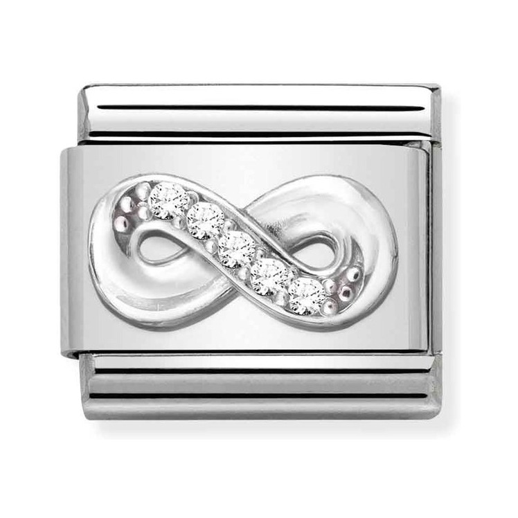 Nomination Composable Classic Charm Unendlichkeit - Edelstahl, Sterling Silber, Zirkonia